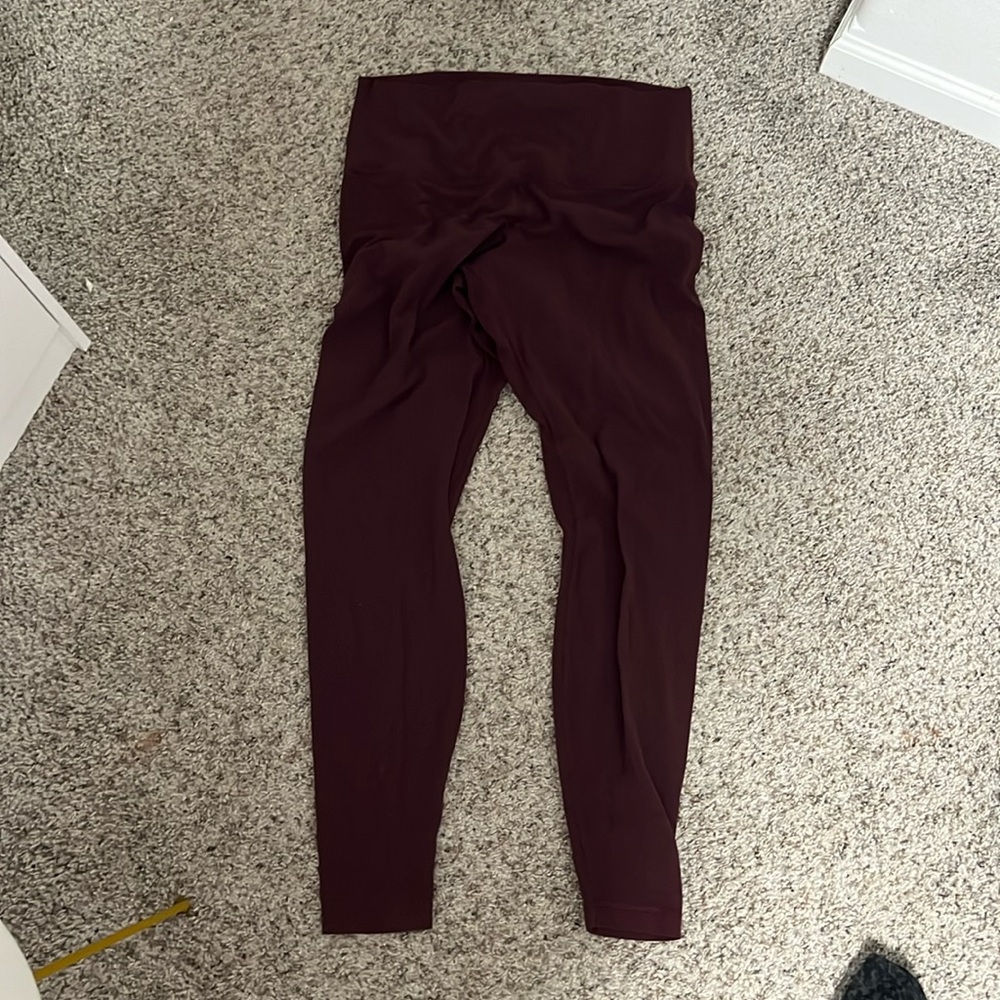 Lululemon, size 12, maroon high-rise align leggings.